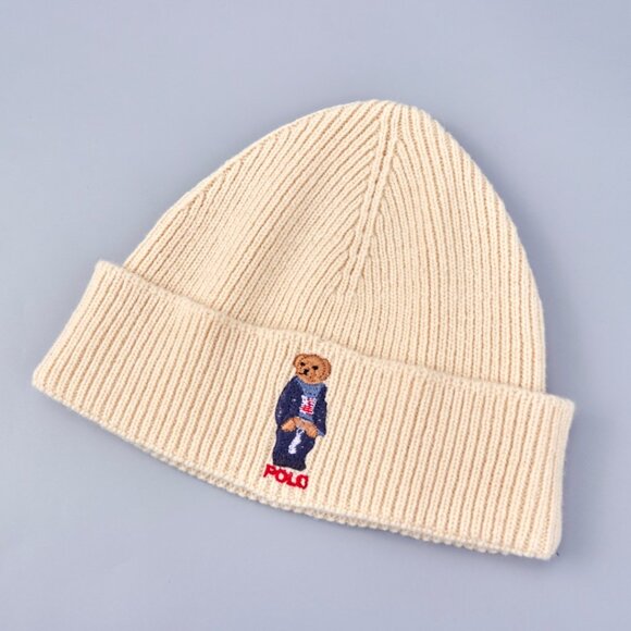 Polo Ralph Lauren Single-sided rolled-brim embroidered bear knitted hat - Picture 4 of 12